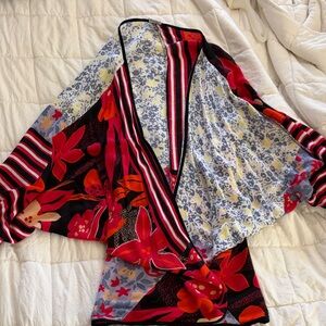 Floral Print Cover Wrap Robe